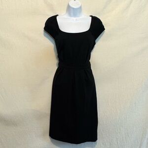 B-88 Madison Black Cap Sleeve Pleated MIDI Dress‎ Size S